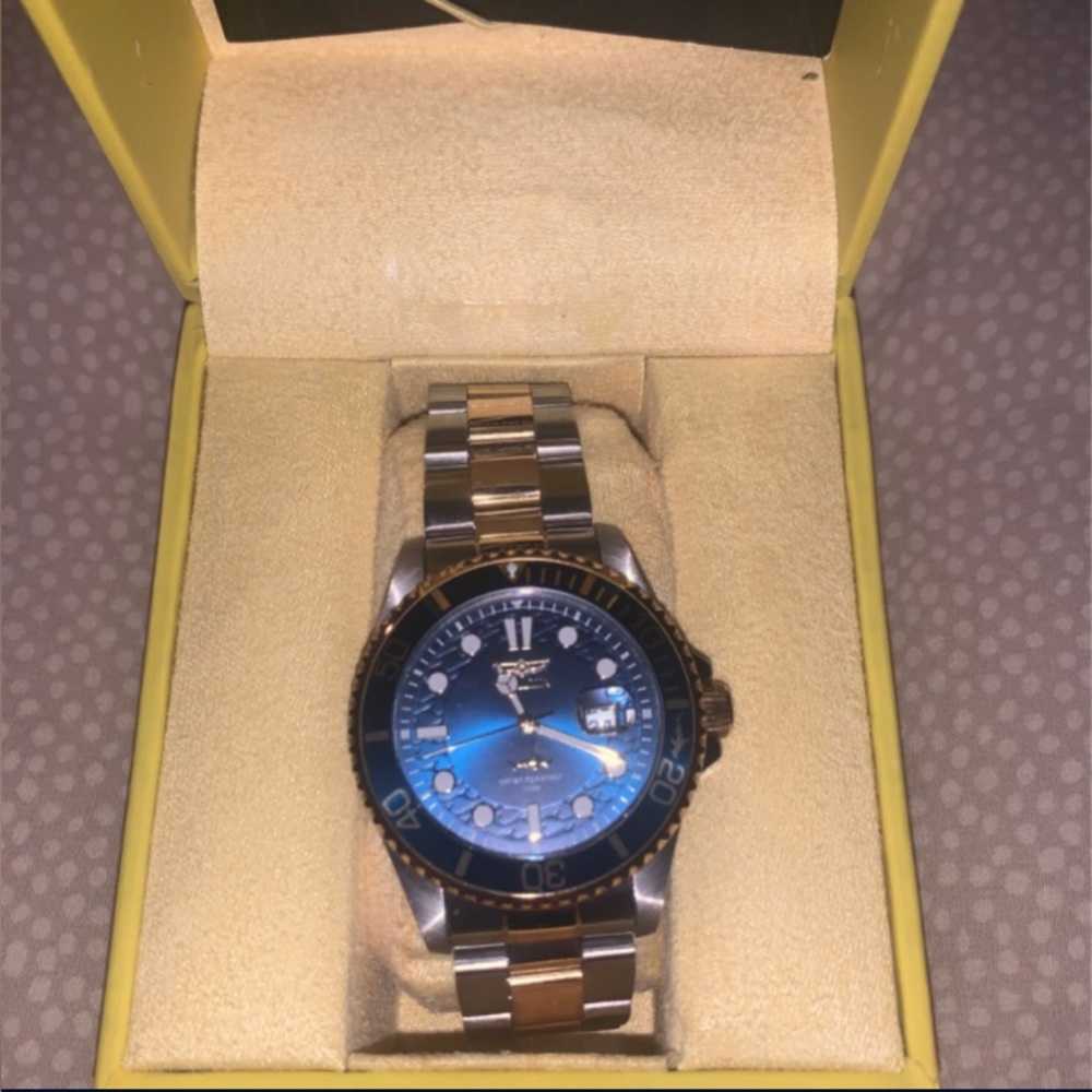 Yellow gold and sterling silver invicta watch